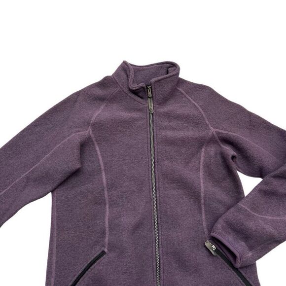 IBEX Womens USA Made 100% Wool Full Zip Sweater Mock Neck Purple Large Vintage - Picture 7 of 14